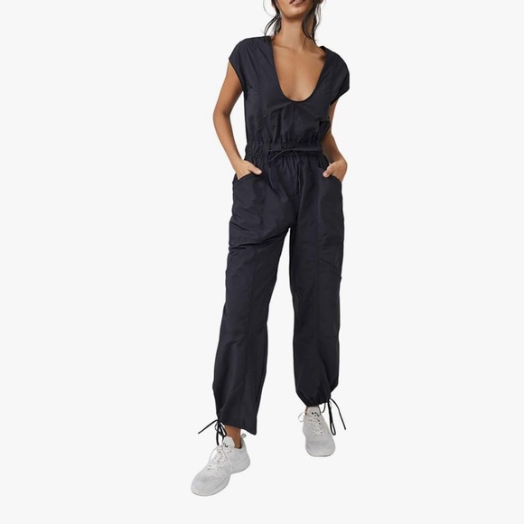 New 🔥Free People Black Movement Fly by Night Onsie large - Picture 7 of 7